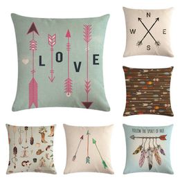 Sweetenlife Geometric Pattern Cushion Cover Hand Painted Watercolor Arrow Decorative Pillows Tribal Boho Style Throw Pillow Case1