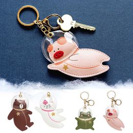 1PC Fashion Creative Cute Leather Key Ring Pig Animal Astronaut Personality Frog Bag Pendant Durable Cat Bear Cartoon Keychains G1019