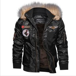 Giacca invernale militare bomber da uomo Air Force Army Tattico caldo fodera in lana Capispalla Parka con cappuccio Cappotto pilota M-4XL 211214