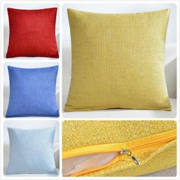 Top Quality Thick Linen 18x18 Inch 45x45cm Plain Pure Colour Throw Pillow Case Lumbar Back Waist Cushion Cover Sofa Cushioncover Cushion/Dec