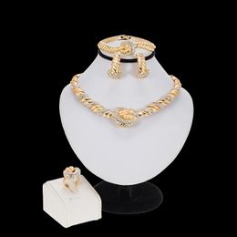 Earrings & Necklace Fashion Women Bridal African Beads Jewelry Sets For Wedding Party Dress Accessories Set Bracelet Ring