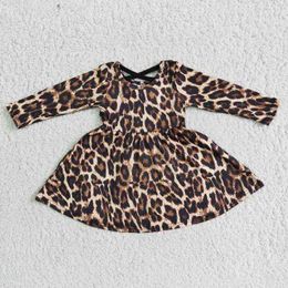 Wholesale Fall Winter Leopard Princess Dress Baby Girls Long Sleeves Clothing Children Infant Boutique Toddler Twirl Clothes G1215