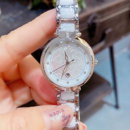 Ladies Geometric Butterfly Watches Women Quartz Wristwatch Mother of pearl Ceramic bracelet stainless steel insects clock 30mm