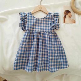 2021 Girls Casual Cute Dress Toddler Plaid Floral Baby Sleeveless Party Summer A-Line Beach Dress Children Clothes 2-8T Q0716