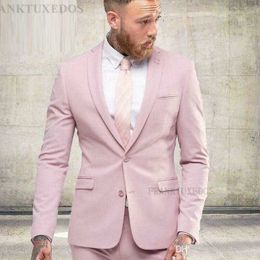 Hot Pink Men Wedding Suit 2020 Casual Male Blazer Pants Slim Fit Suits For Men Costume Business Formal Party Groom Tuxedos X0909