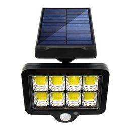 20W IP67 Waterproof Outdoor Solar Powered LED Wall Light for Home Garden Lamp - Four Grid 140COB Remote Control