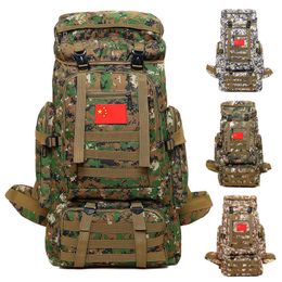 70L 600D Camping Hiking Camping Mountaineering Backpack Military Molle Camo Waterproof Tactical Bag Adjustable Large Capacity