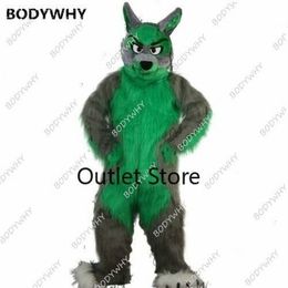 Mascot Costumes Long Fur Wolf Mascot Costume Fursuit Furry Suits Party Game Dress Outfits Carnival Halloween Xmas Easter Ad Clothes