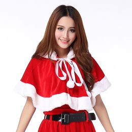 Mascot doll costume Woman Festival Christmas New Year Xmas Red Cloak Shawl Girls Halloween Costume Princess Party Role Play Make Up Outfit