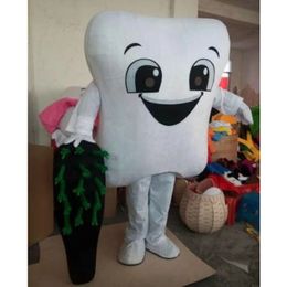 Halloween White Tooth Mascot Costume Top quality Cartoon Cute Teeth Plush Anime theme character Adult Size Christmas Carnival Birthday Party Fancy Outfit