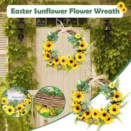 Decorative Flowers & Wreaths Outdoor Sunflower For Window Easter Decor Garland Spring Summer Front Door Bedroom Wall Family Party Gift D1