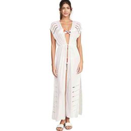 Beach Dress Women Wear Cover-ups White Cotton Tunic Bikini Swimsuit Cover Up Bath Sarong plage pareo #Q1004 210420