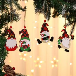 NEWChristmas Pendants Painted Wooden Small Hanging Pendant Xmas Tree New Year Indoor Decorations Rudolph Toys LLD11273
