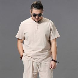 Large Size Clothes Store Costume Linen Crop Top Male 9XL 100% Cotton White T Shirt Tshirt Men Plus Size Short Sleeve T Short Men 210409