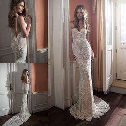 Elegant White Lace Mermaid Backless Wedding Dress Sweetheart Neck Bridal Gowns Plus Size Sweep Train Stain Bride Dresses Robe De Mariee