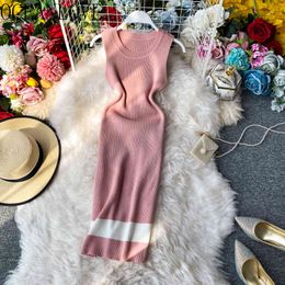 Sexy Bodycon Women Striped Knitting High Waist Stretch Retro Summer Dress Elegant Midi Dresses 16723 210415