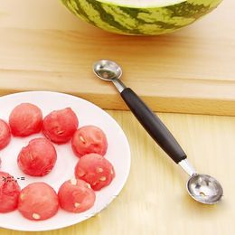 Fashion Hot Stalinless Steel Cook Dual Double Melon Baller Ice Cream Scoop Fruit Spoon RRE11271