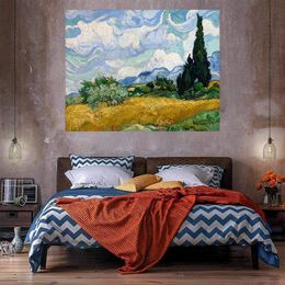 Wheat Field With Cypresses Oil Painting On Canvas Home Decor Handcrafts /HD Print Wall Art Picture Customization is acceptable 21060416