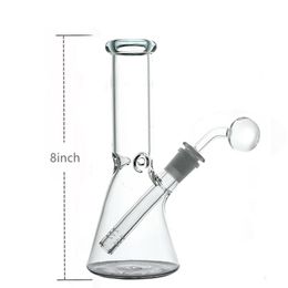 Big size Glass hookah Beaker Bong Thickness Diffused Inline Downstem Recycler Bong With 14.4 mm Male glass oil burner pipe