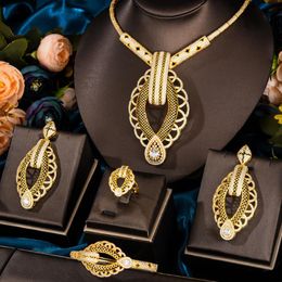 Earrings & Necklace Missvikki Vintage Golden Hollow Bangle Ring Jewellery Set For Bridal Wedding Women Noble Show