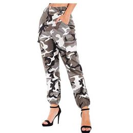 Printed Camouflage Loose Denim Casual Harem Pants Joggers High Waisted Slim Cargo with Pocket Jeans 210531