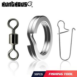 Hunthouse Fishing Tool American Swivel Ring 30pcs Double Circle Connector Ball Bearing Snap Rolling Stainless Steel Bead Hooks