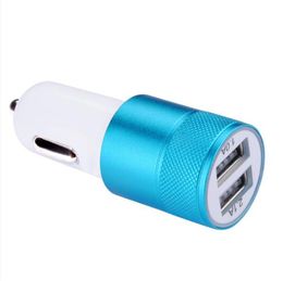 Cost-effective elegant design Metal Dual USB Port Car Charger 2Amp for iPhone Samsung Motorola Cell Phone Universal Chargers