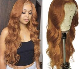 Ginger Blonde Lace Front Human Hair Wigs Body Wave Transparent 360 Frontal Wig Peruvian Highlight ombre Orange Remy 150%density