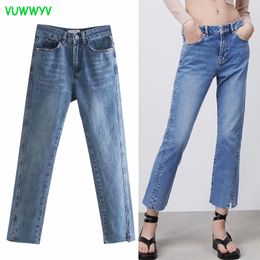 Women Jeans Blue Straight Leg Woman High Waist Summer Boyfriend Mom Fashion Streetwear Denim Trousers 210430