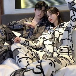 QWEEK Couple Pajama Woman Winter Flannel Cow Print Pyjama Pour Femme Female Set 2 Pcs Home Clothes Pijamas Trouser Suits 211211