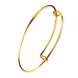 Luxukisskids 10pcs/lot Diy Wire Bangles Accessories Stainless Steel Gold/steel Adjustable Bangles Women Men Q0720