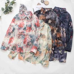 Long Sleeve Print Chiffon Blouse Shirt Blusas Mujer De Moda Blouse Women Turn Down Collar Office Women Clothing Blusa D976 210426