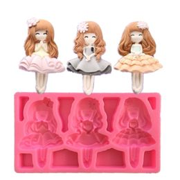 3 Girl Princess Shape Silicone Mould Chocolate Fondant Soap Candy Cake Moulds Kitchen Baking Cake Decorating Tools K091 211110