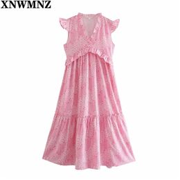 Women Summer Fashion Loose Tank Dress Sleeveless V-Neck Ruffles Female Elegant Casual Street A-Line Dresses robe 210520