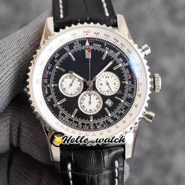 43mm B1 AB0121211B1P2 AB0121211 Japan Quartz Chronograph Mens Watch Black Dial White Inner Steel Case Stopwatch Leather Strap Watches Hello_Watch A99B (1)