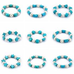 mix order round oval beads Tibetan silver turquoise Beaded Strands Bracelets fashion gift national style women men's DIY bracelet