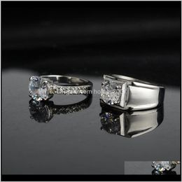 Jewelrynot Fade 316L Stainless Steel Round Zircon Promise Engagement Ring Male Vintage Party Jewelry Wedding Rings Drop Delivery 2021 G3Xrb