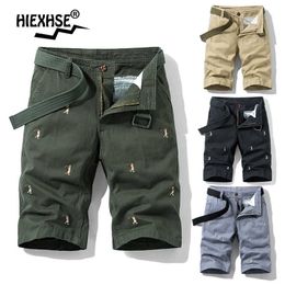 Men Solid Colour Embroidery Pattern Golf Boy Cargo Shorts Cotton Summer Outdoor Casual Bermuda Overalls 210714