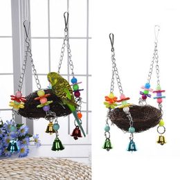 Handmade Bird Nest Straw Pet Farm Animals House Parrot Swing Hanging Chew Breeding Winter Warmer Cages