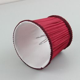 Lamp Covers & Shades Wine Red Colour Pleated Lace Fabric Shades,Chandelier ,For Candle Bulbs Wall Lighting Accessories,Clip On