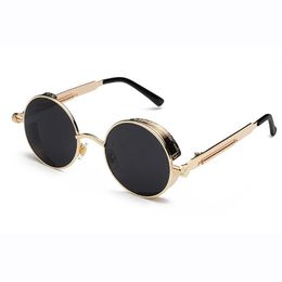 Punk Stil Runde Sonnenbrille Männer Frauen 46mm Metallrahmen Retro Designer UV Schutz Sonnenbrille 18 Farben für Unisex