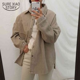 Autumn Korean-Style Loose Corduroy Coats Womens Jackets Casual Cardigan Women Clothing Plus Size Winter Tops Blouse 11537 210415