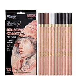 Bianyo 12Pcs Coloured Pencils Painting Set Artist Student Sketch Soft Oil Pastel Set Non-toxic For School Drawing Pens Art Supplies