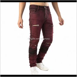 Clothing Apparel Drop Delivery 2021 Mens Casual Autumn Denim Cotton Straight Hole Trousers Pants Ripped Jeans For Men Parfum Homme De Marque