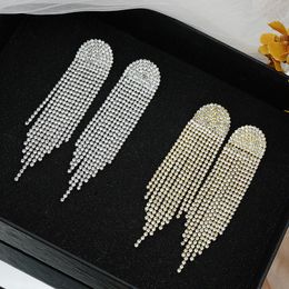New Luxury Rhinestone Crystal Long Tassel Earrings for Women Bridal Drop Dangling Earrings Party Wedding Jewellery Gifts