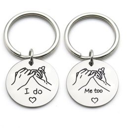 Fashion Lettering Stainless Steel Jewellery Key Chain I Do Me Too Couple Gift DIY keychain