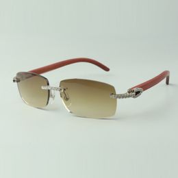 Designer medium diamond sunglasses 3524026 with original wood arms glasses, Direct sales, size: 18-135mm