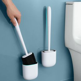 Bath Accessory Set Home Toilet Brush Clean Free Punch Wall-mounted Long Handle Silicone Bathroom Accessories Tools