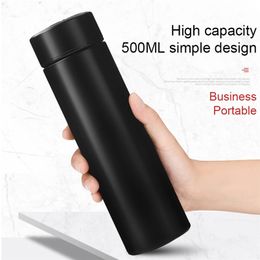Water bottle thermos temperature display water bottle portable smart insulation vacuum stainless steel travel 210809