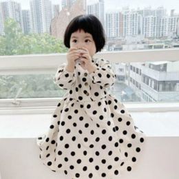 spring girls cotton polka dot casual long sleeve princess dress flower dresses baby clothing 210515